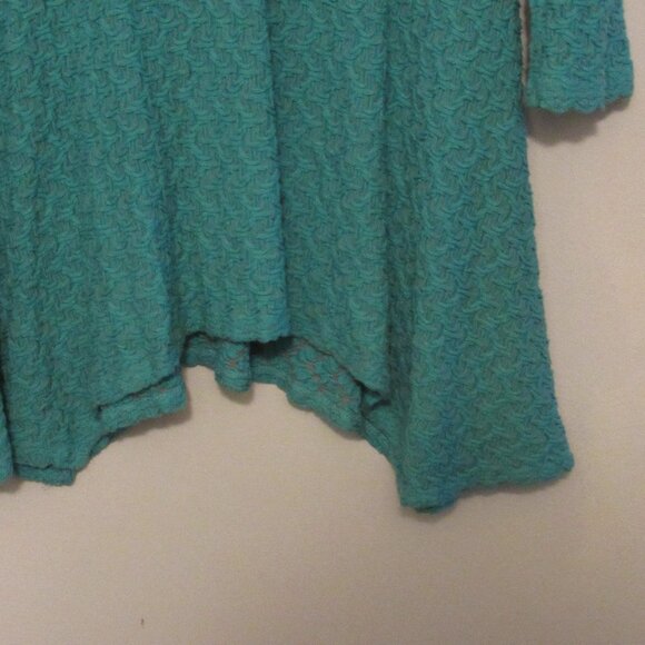 Joseph Ribkoff Textured Knit Tunic Top Women's 14 Teal Langenlook Assymetric Hem - Picture 5 of 7